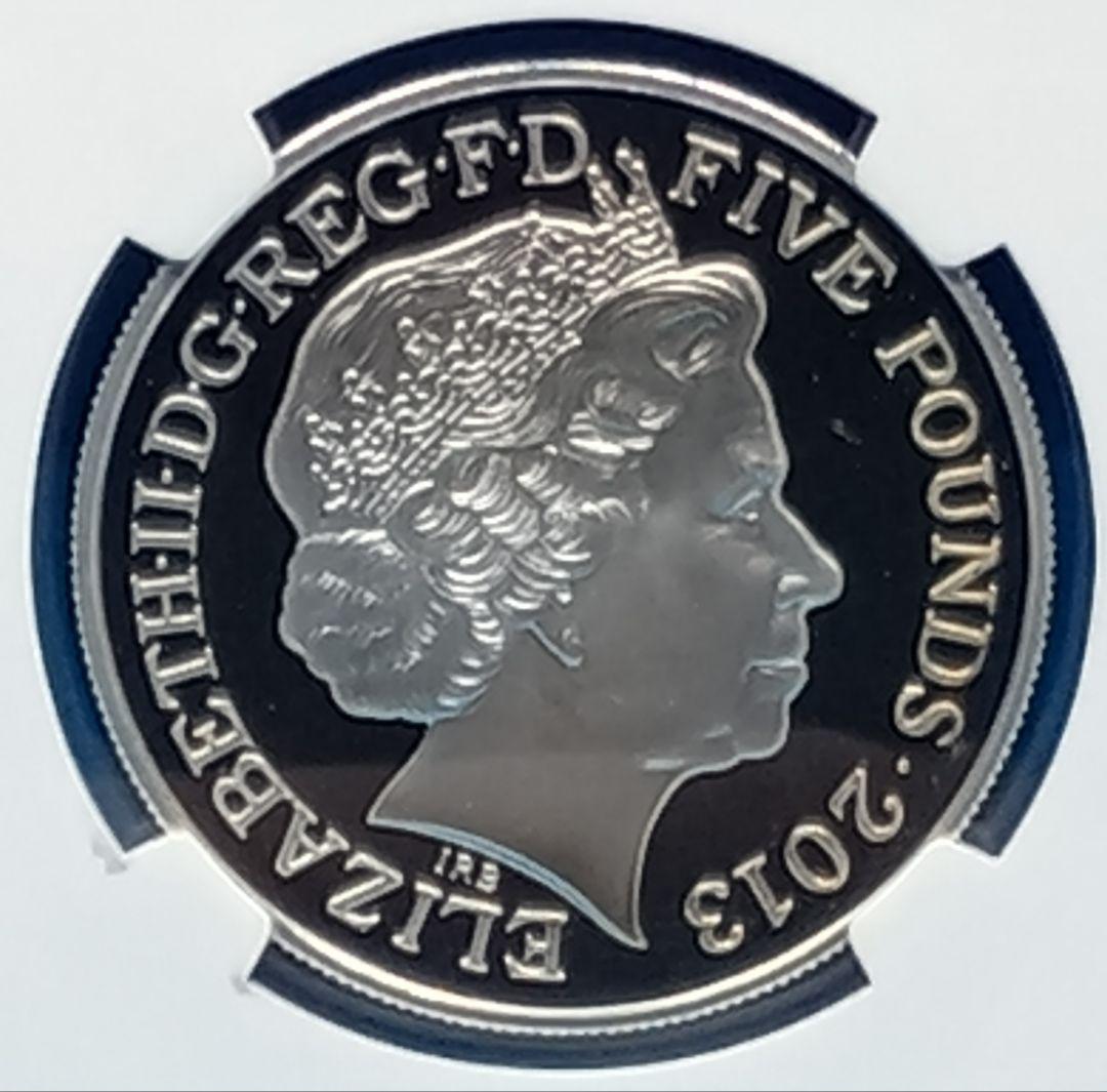 2013 エリザベス女王 戴冠60周年記念 5ポンド 銀貨 NGC PF68UC