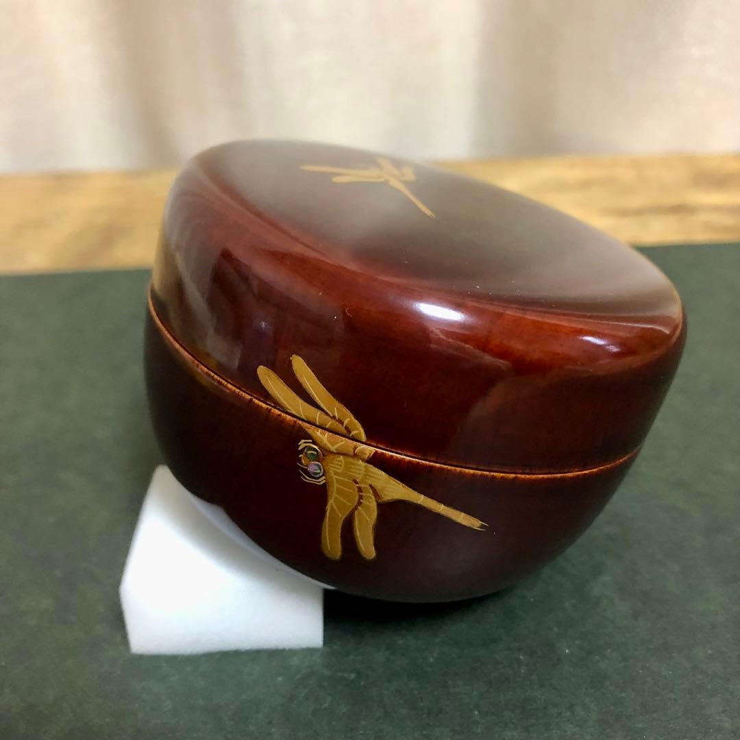 和田瑾斎 蜻蛉蒔絵平棗 共箱 茶道具