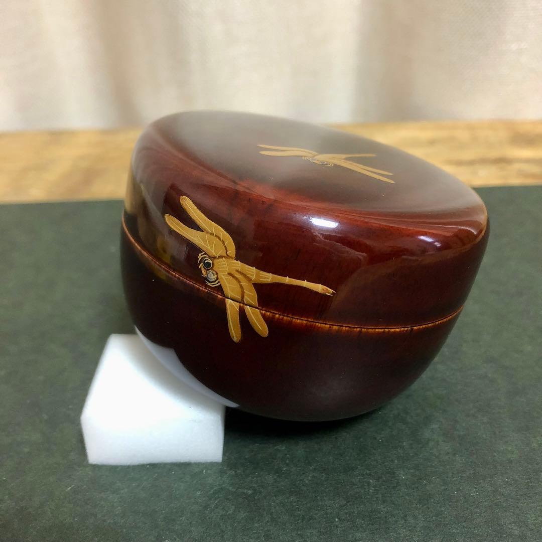 和田瑾斎 蜻蛉蒔絵平棗 共箱 茶道具