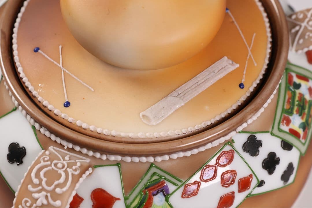 【CM322】オールドノリタケ トランプ スリーハンドル 葉巻入れ 蓋物 盛上