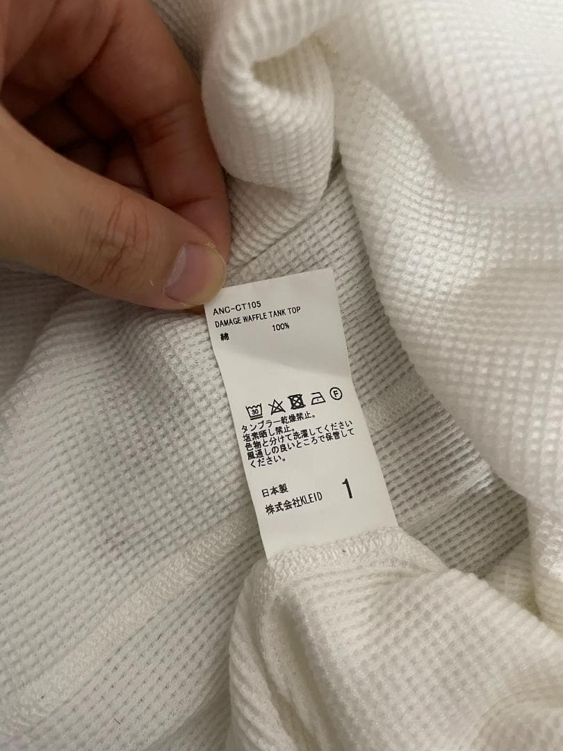 トップス ANCELLM 25SS DAMAGE WAFFLE TANK TOP 1