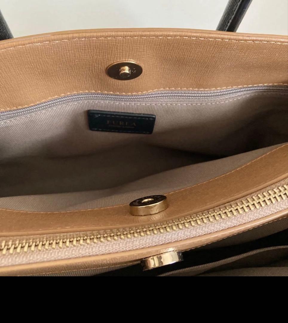 週末お値下げ【美品】FURLA ツートン 2WAY レザー ハンドバッグ