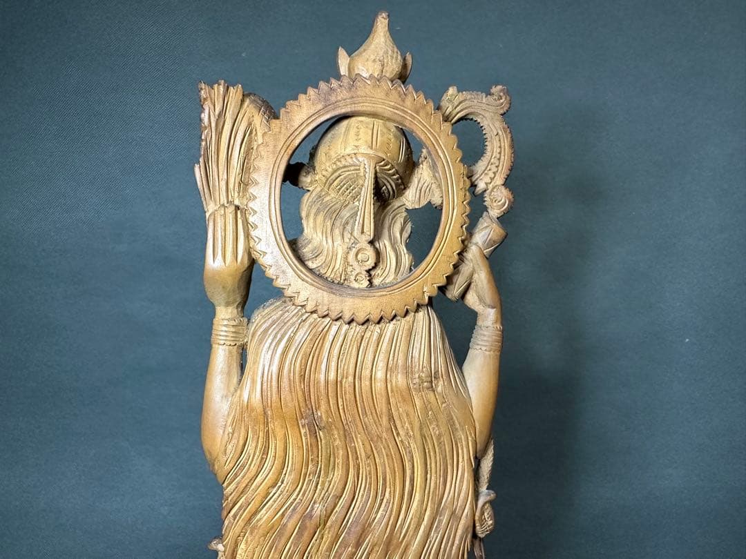 インド　白檀　木彫り　弁財天　仏教美術　仏像 骨董 木像　木製　仏教　置物