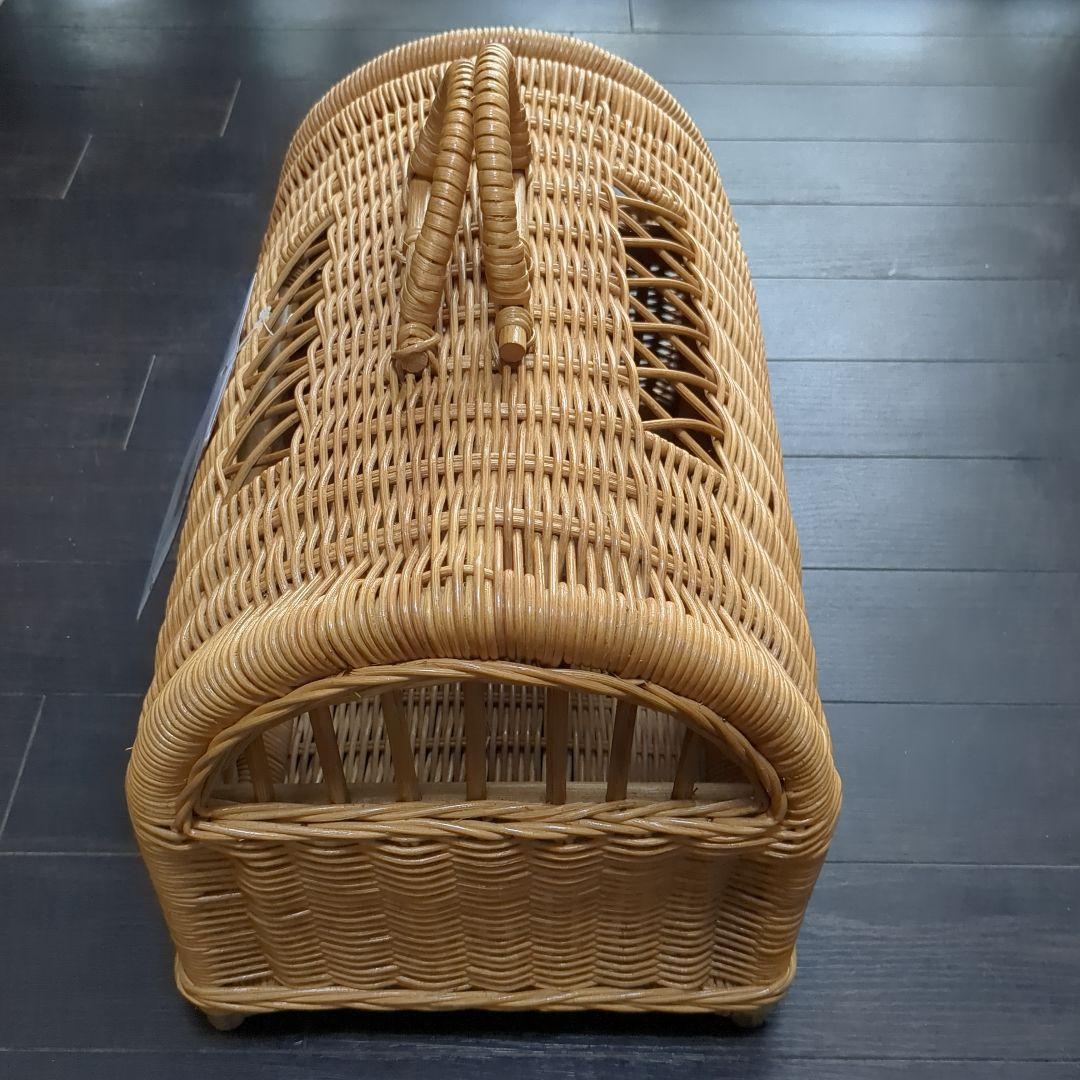 籐製ペットキャリーバスケット