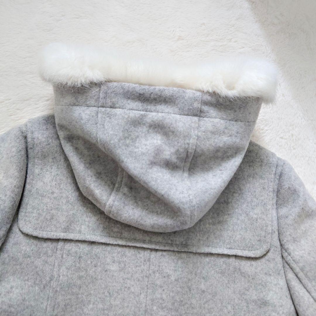 美品 mezzo piano 160 フェイクファー ダッフルコート ウール