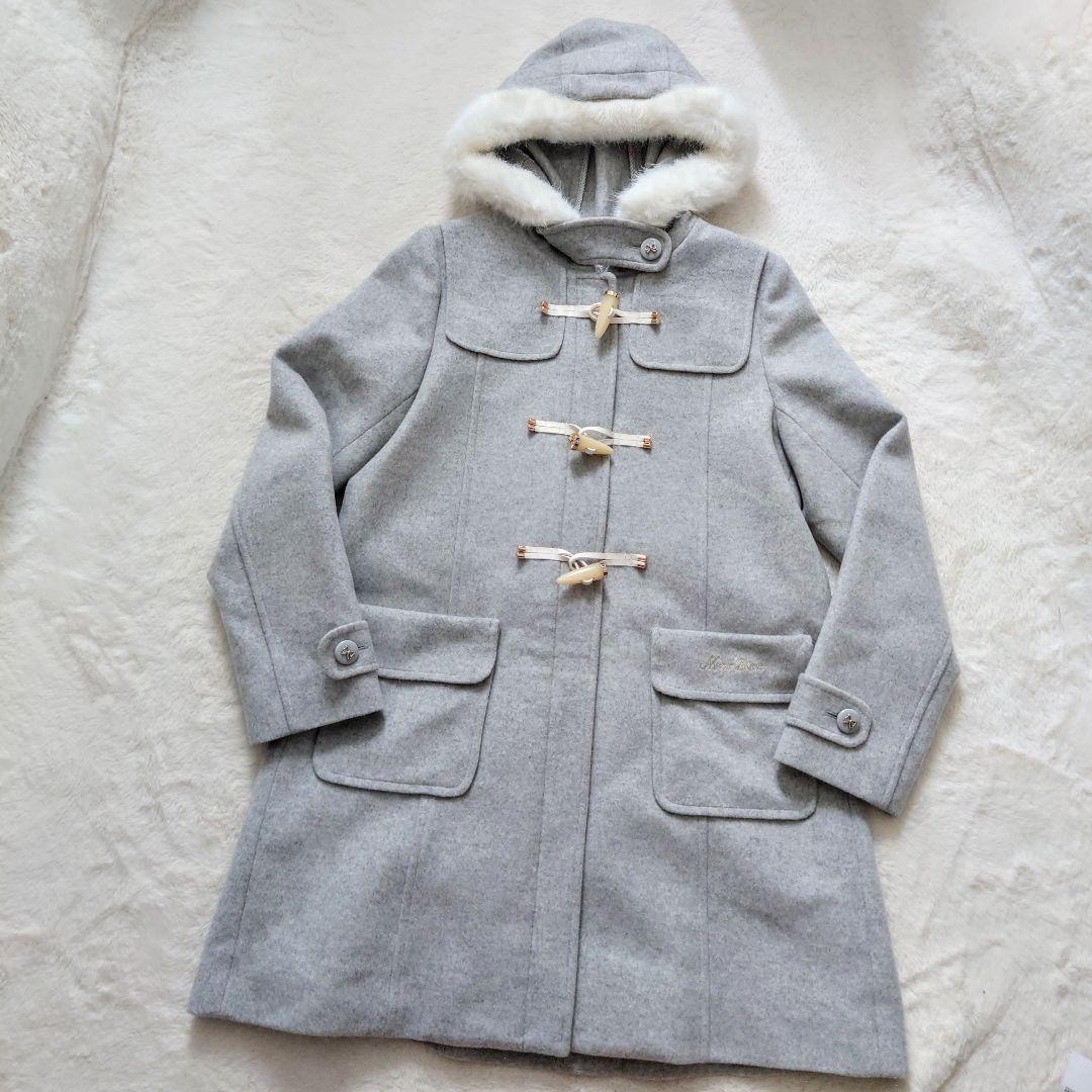 美品 mezzo piano 160 フェイクファー ダッフルコート ウール