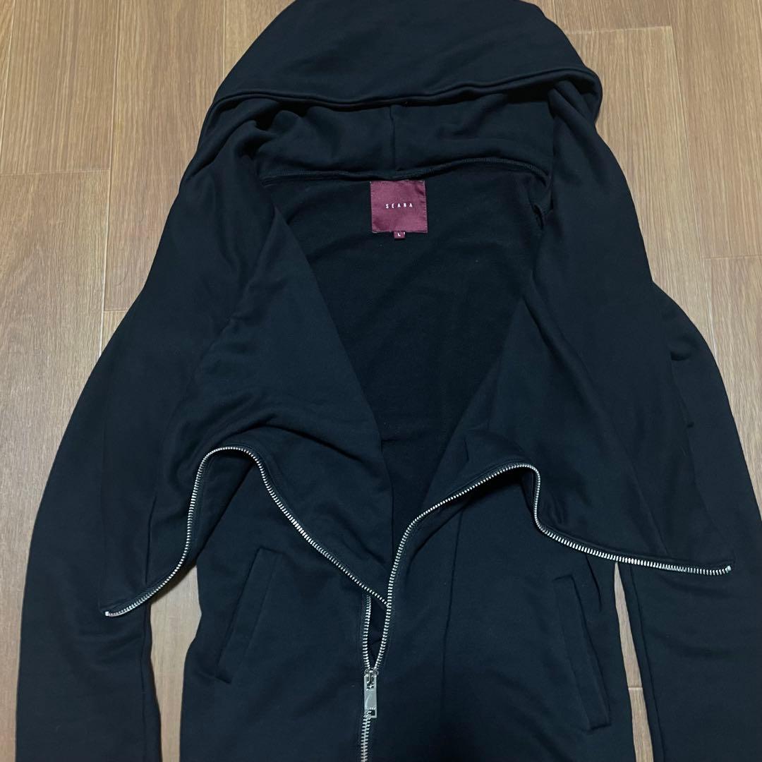 SEANA シーナ アシンメトリー 変形ジップパーカー ブラック L