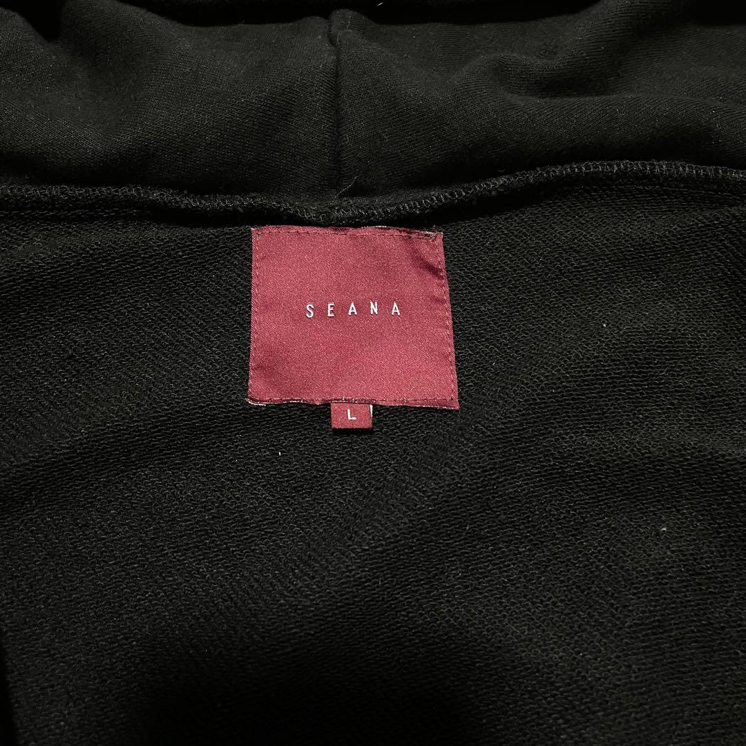 SEANA シーナ アシンメトリー 変形ジップパーカー ブラック L