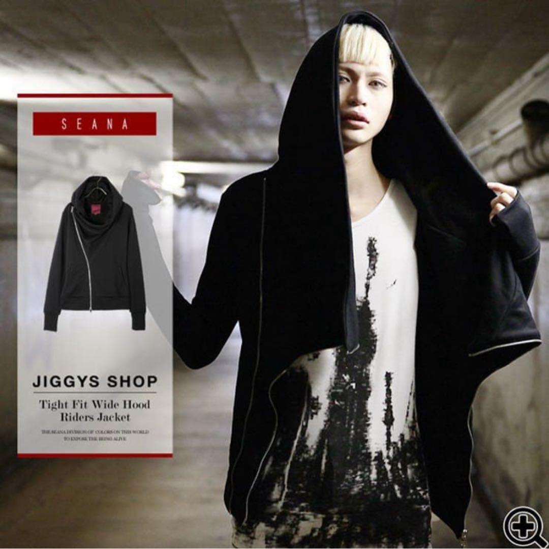 SEANA シーナ アシンメトリー 変形ジップパーカー ブラック L