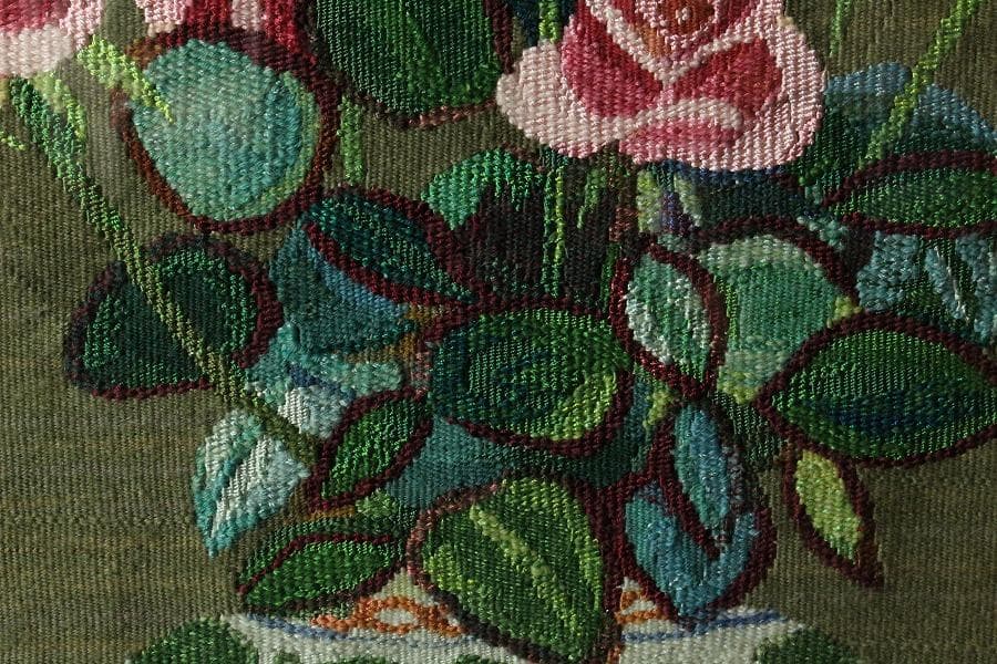 京都 西陣 川島織物 薔薇 額装 希少品 呉服屋蔵 美品(K-LC926)