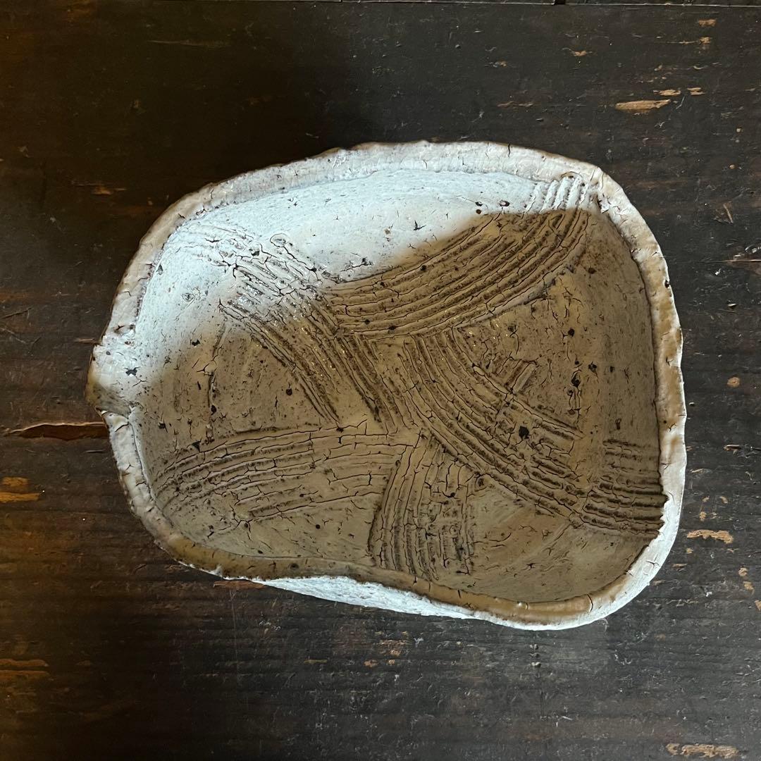 中川自然坊　粉引唐津擂鉢　共箱・栞（検:森岡成好　中里隆　水谷渉）