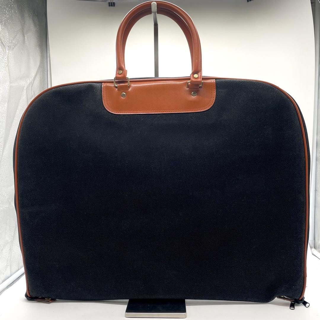 ネイチャーワールド ガーメントバッグ 衣装収納 ハンガー付き スエード 革 黒