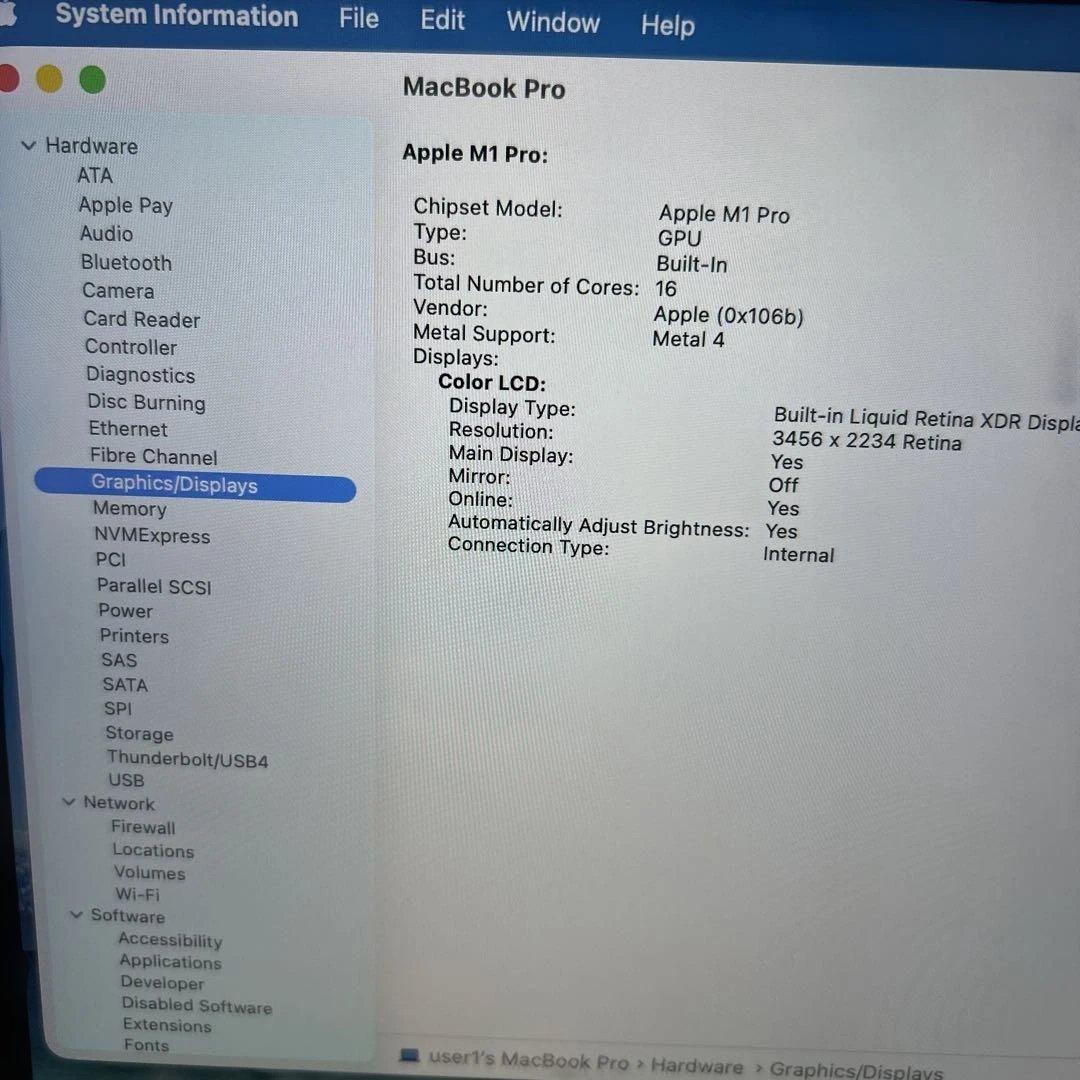 極美品MacBookPro 16インチ M1 32GB500GB 16core