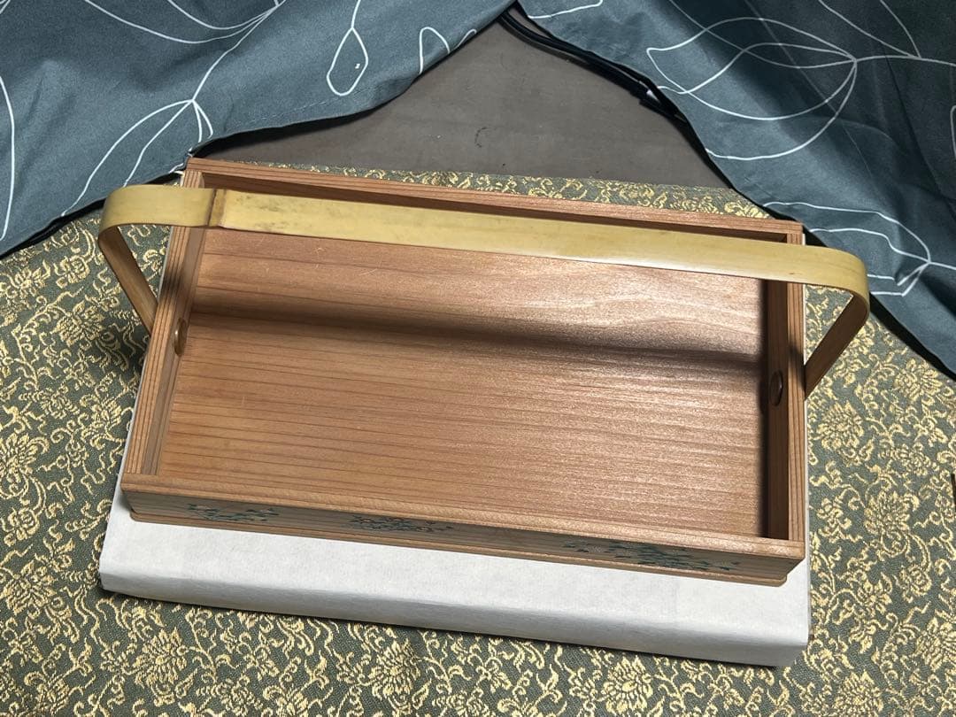 菊絵手付莨盆 煙草盆 干菓子盆 秋草絵 木製 茶道具