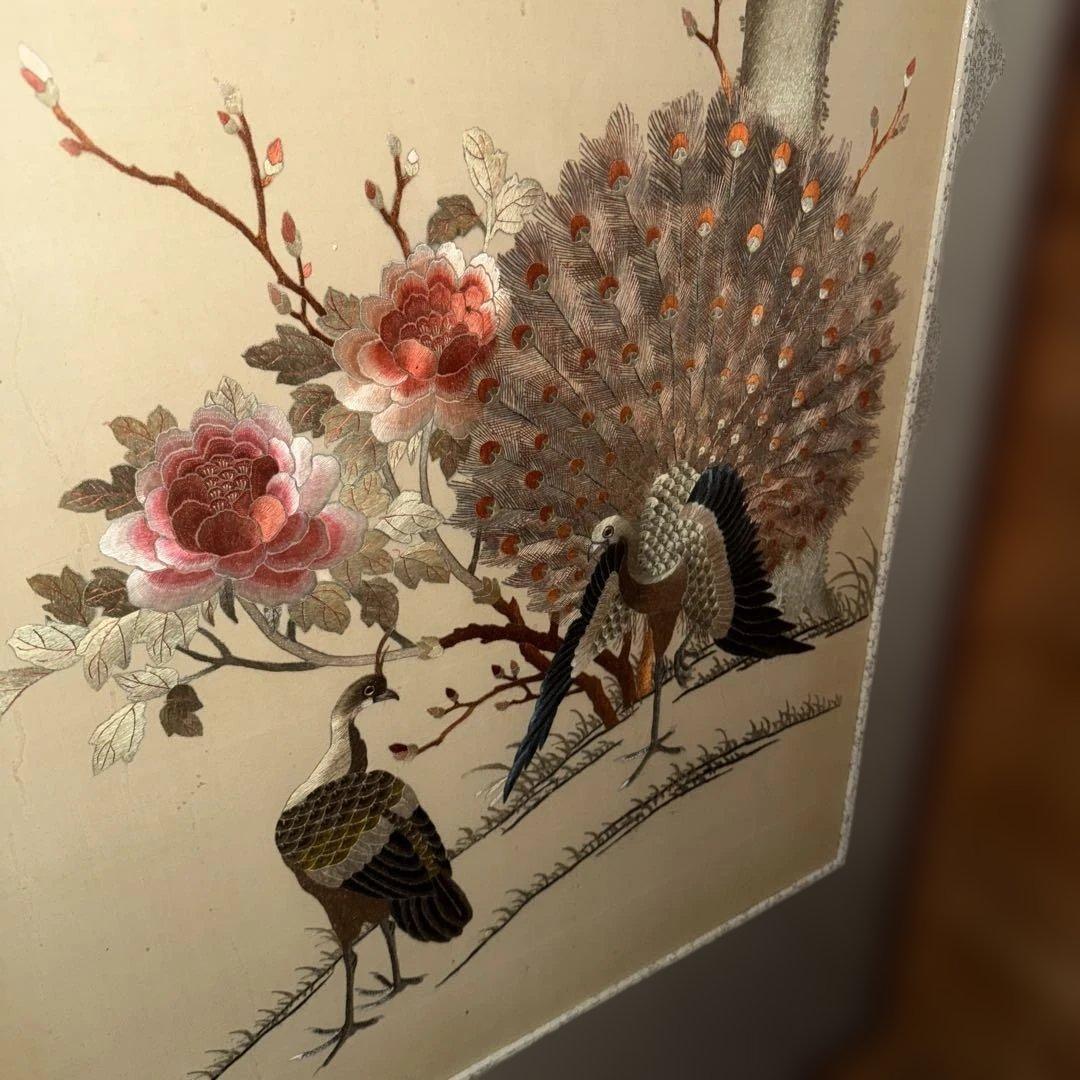 縫い絵 アート 鳥と花