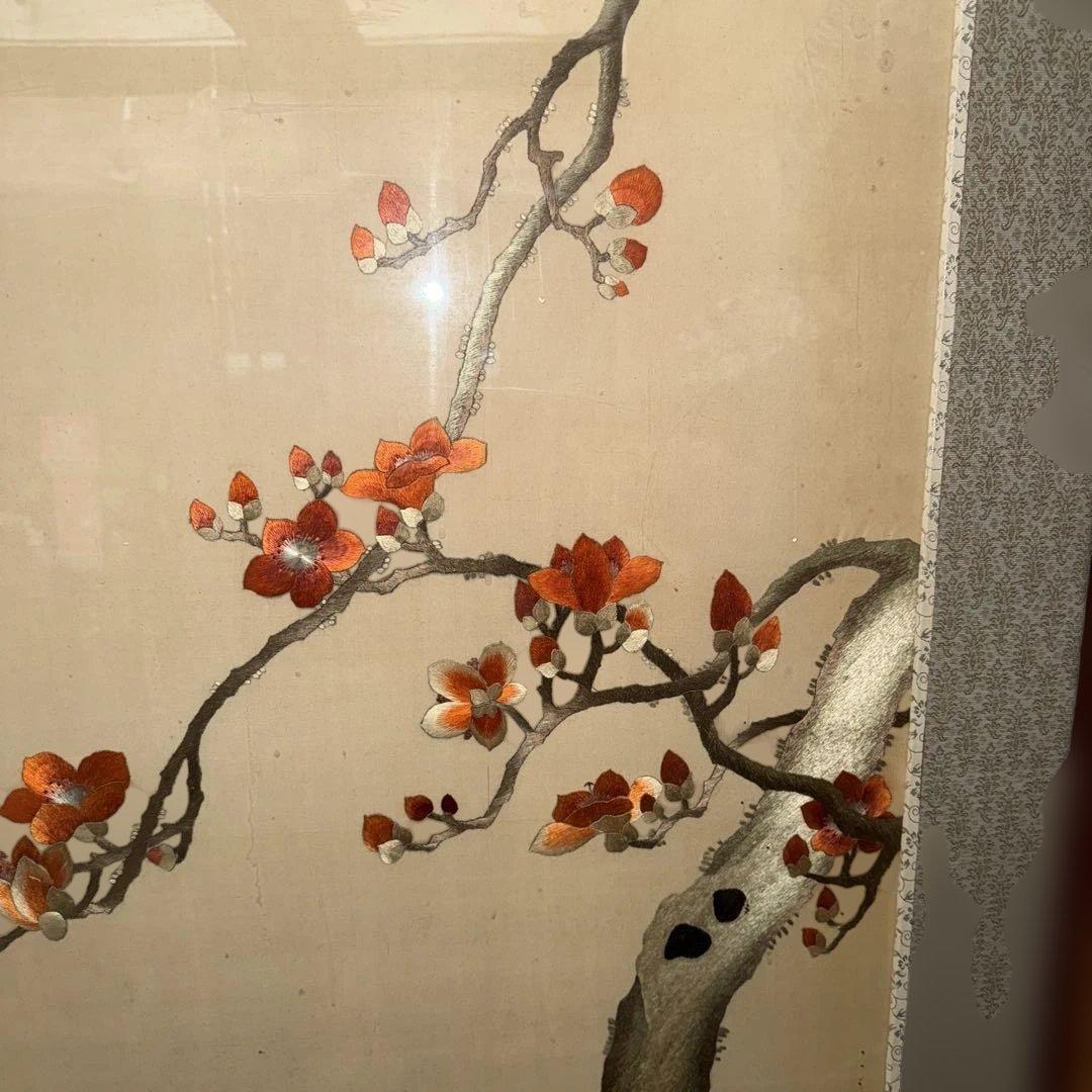 縫い絵 アート 鳥と花