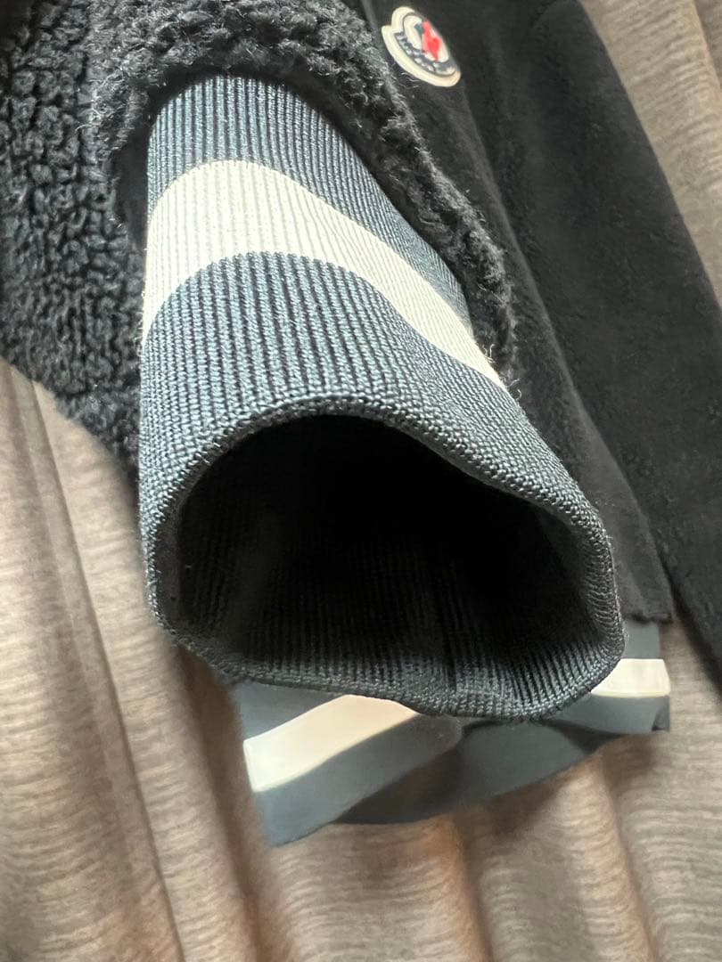 MONCLER ボアパーカー フーディ ブラック ロゴ