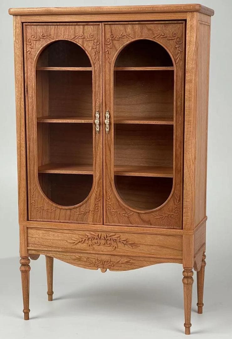 ミニチュア 1/6スケール 木製 レリーフ付 高級食器棚 コレクションケース