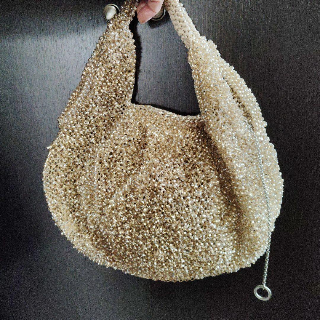 アンテプリマ　ビーズ装飾 ゴールド パーティーバッグ