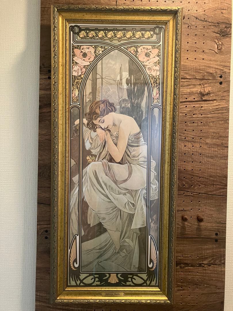 ミュシャ　額装リトグラフ　夜のやすらぎ