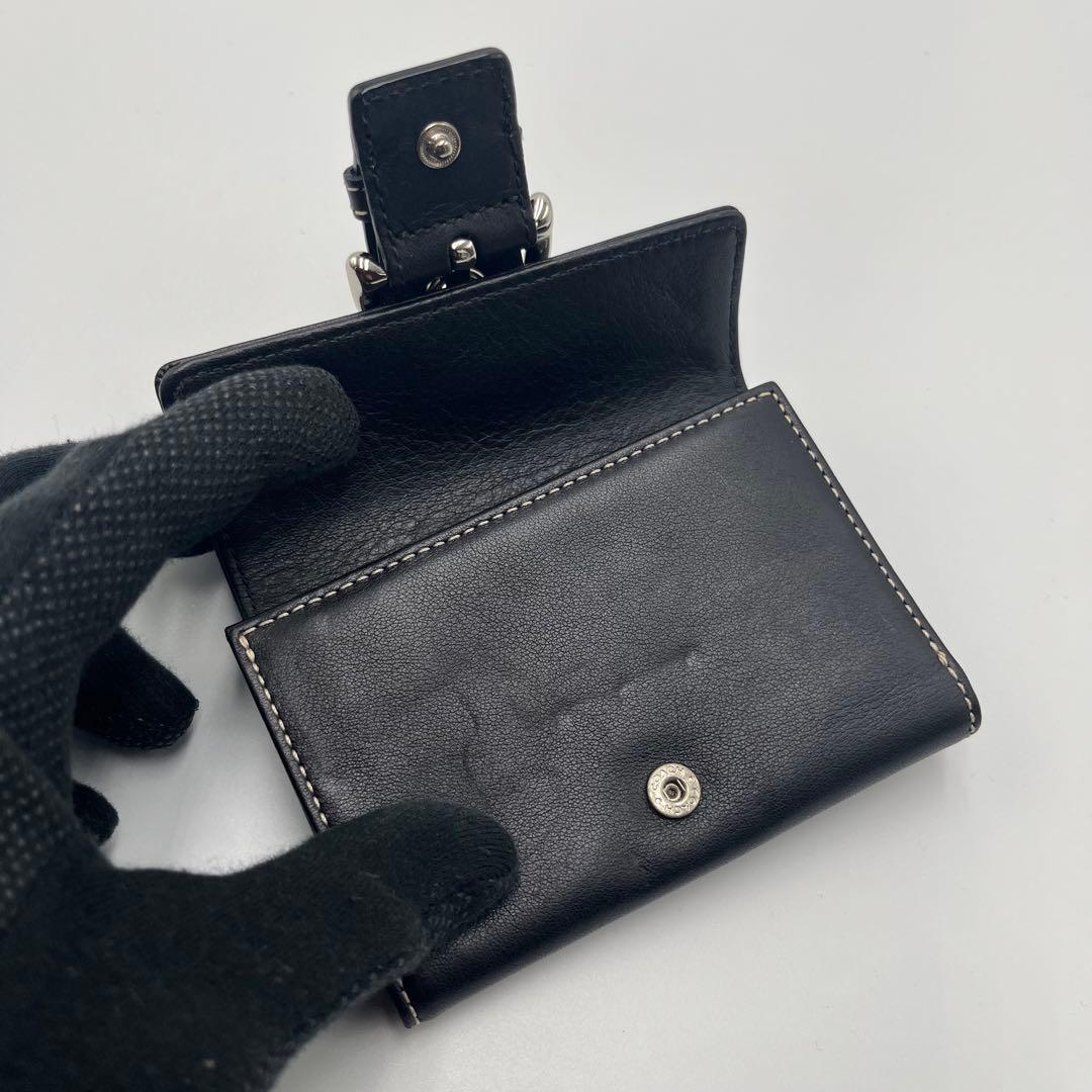 希少 コーチ 三つ折り財布 ソーホー ブラック コンパクトウォレット ベルト