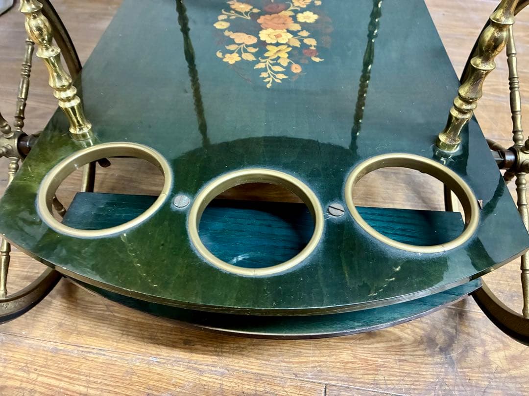 管444☆イタリア製☆アンティーク☆象嵌細工☆キッチンワゴン