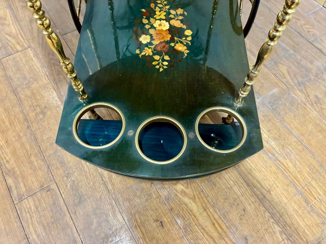 管444☆イタリア製☆アンティーク☆象嵌細工☆キッチンワゴン