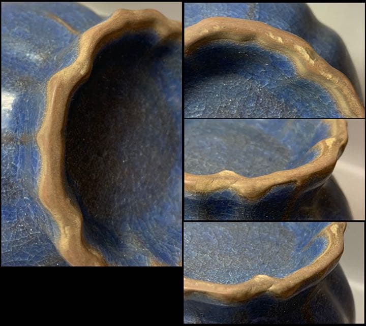 中国 青釉輪花口花入　u6210406