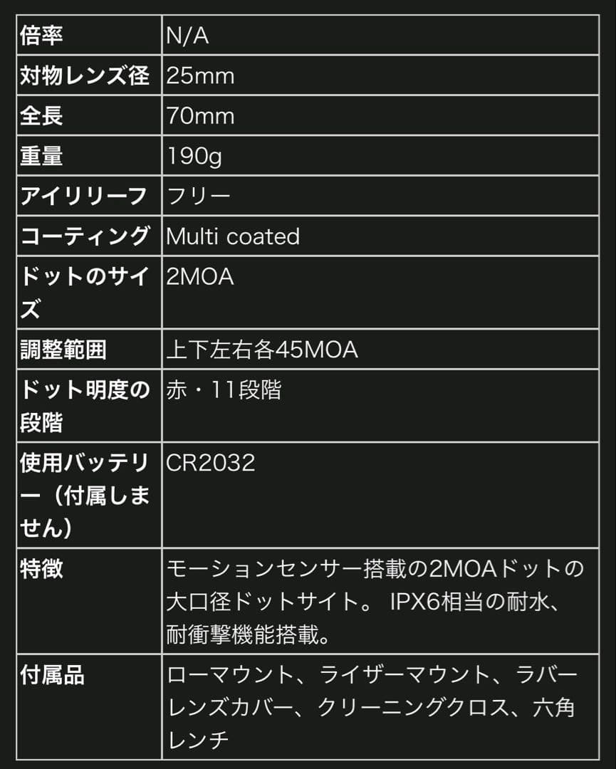 Vector Optics サイト(光学機器) 箱付き