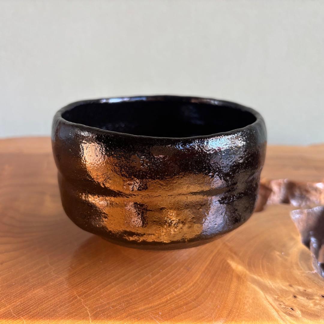 佐々木松楽 黒楽茶碗 楽焼 「吉祥」抹茶碗 茶道具 共箱(203Aa)