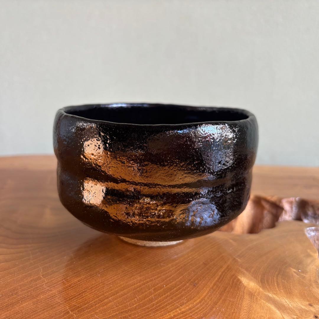 佐々木松楽 黒楽茶碗 楽焼 「吉祥」抹茶碗 茶道具 共箱(203Aa)