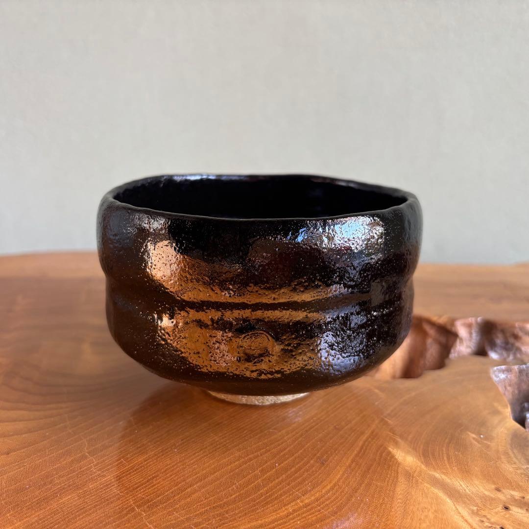 佐々木松楽 黒楽茶碗 楽焼 「吉祥」抹茶碗 茶道具 共箱(203Aa)