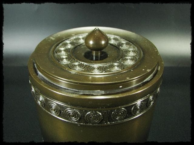 累座 唐銅 皆具 鎌谷 宗芳 擂座 水指 建水 杓立 蓋置 茶道具 f174