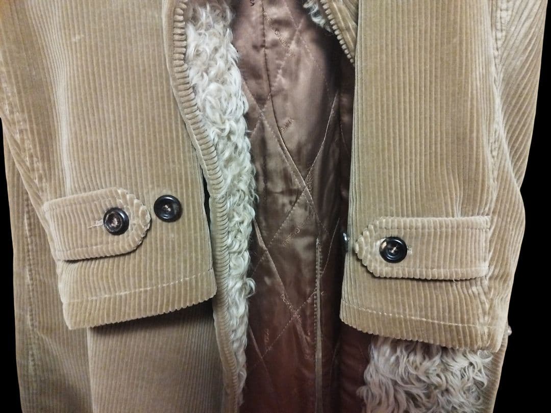 ドルガバ　コーデュロイ カルガンラムファー ダブルブレスト コート ブラウン