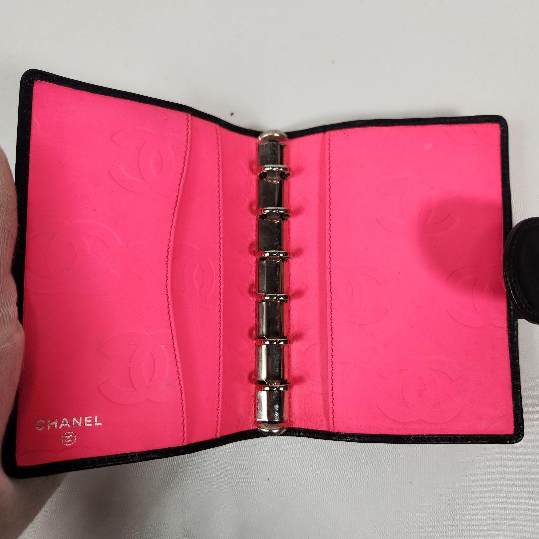 CHANEL カンボンライン システム手帳カバー 手帳ケース ラムスキン ココ