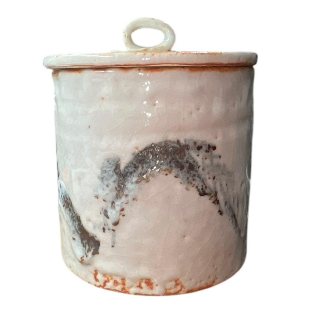 志野焼 水指 水埜古麦 作 共箱付き 茶道具