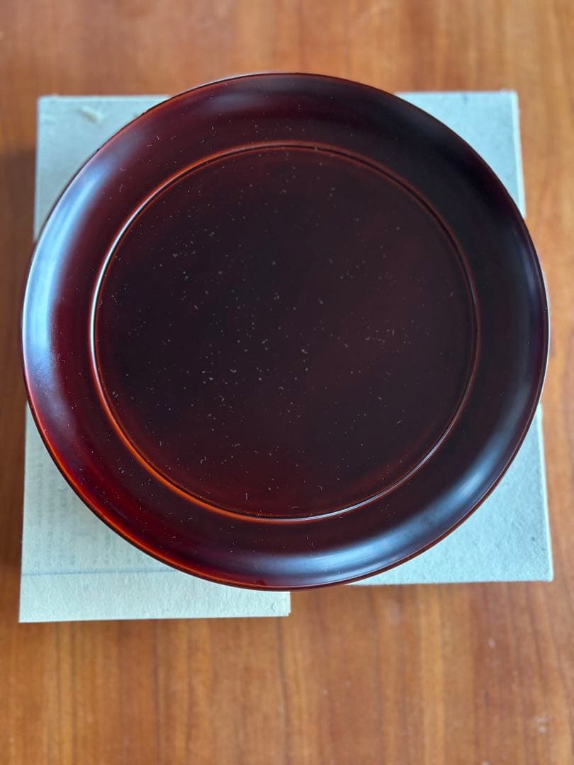 美品　浄法寺漆器工芸企業組合　岩舘正二　八寸皿　溜塗
