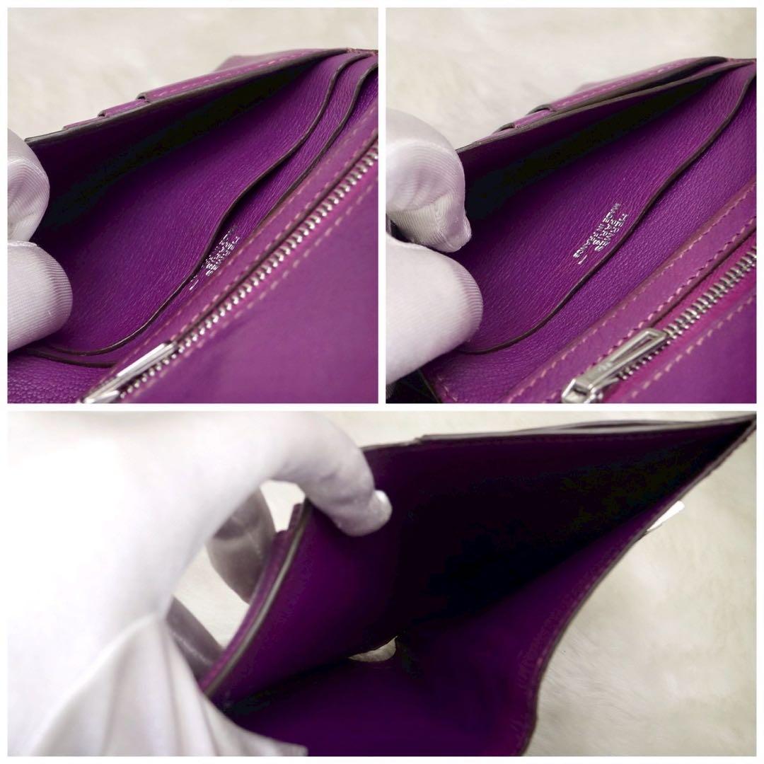 ✨新品同様✨HERMESベアンコンパクトリザード❤️二折財布♪パープル