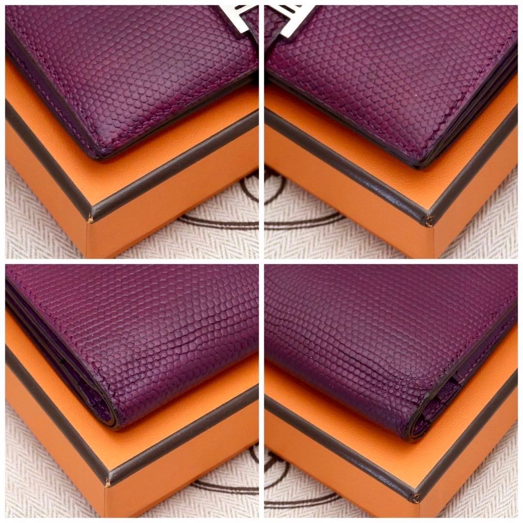 ✨新品同様✨HERMESベアンコンパクトリザード❤️二折財布♪パープル