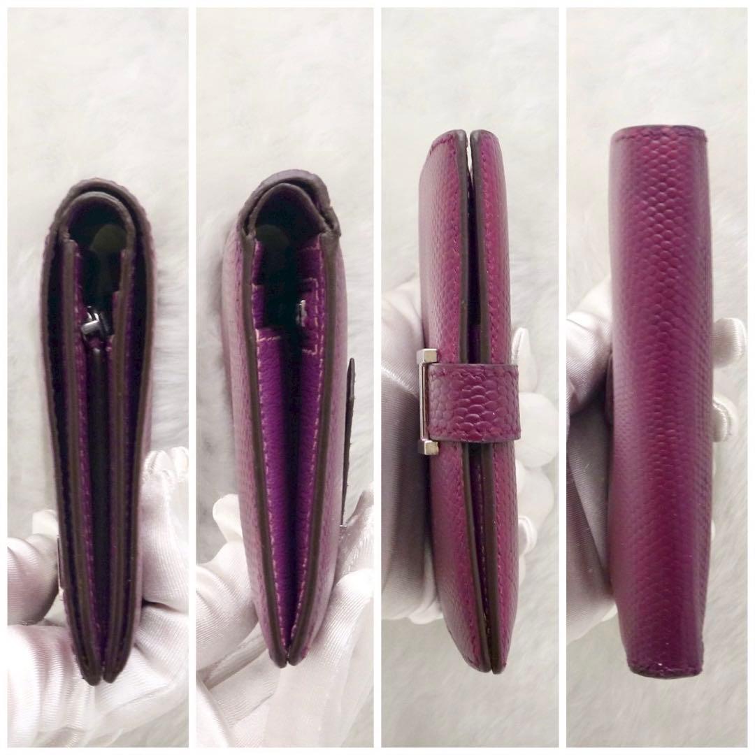 ✨新品同様✨HERMESベアンコンパクトリザード❤️二折財布♪パープル
