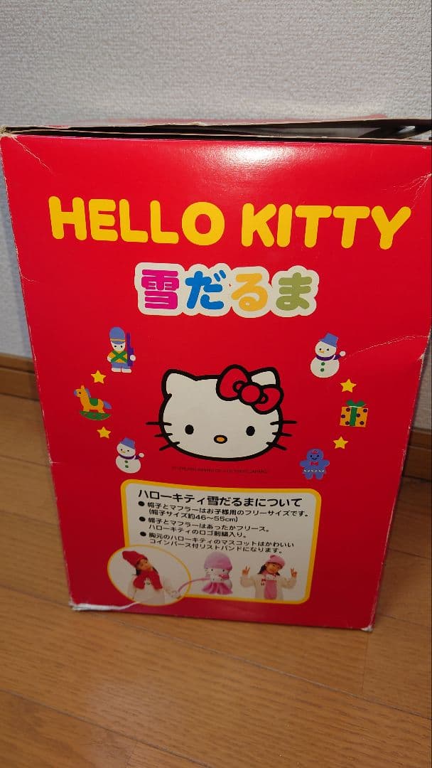 当時物ハローキティ　雪だるま マフラー パース付リストバンド フリース帽子