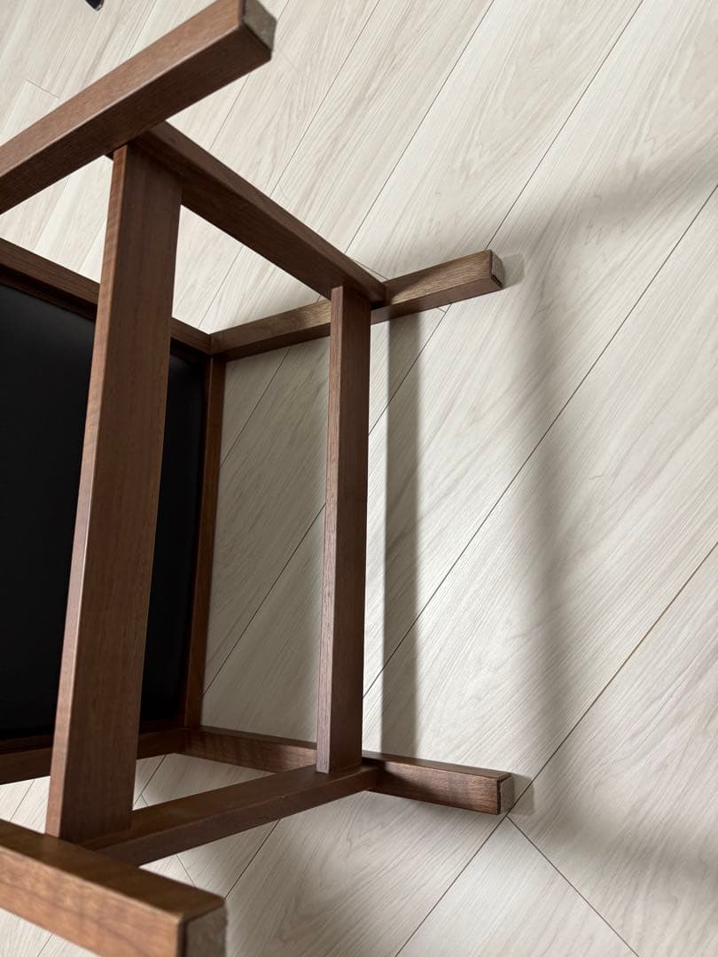 スツールとサイドテーブルの2WAY天然木ウォールナット ソフトレザー 日本製