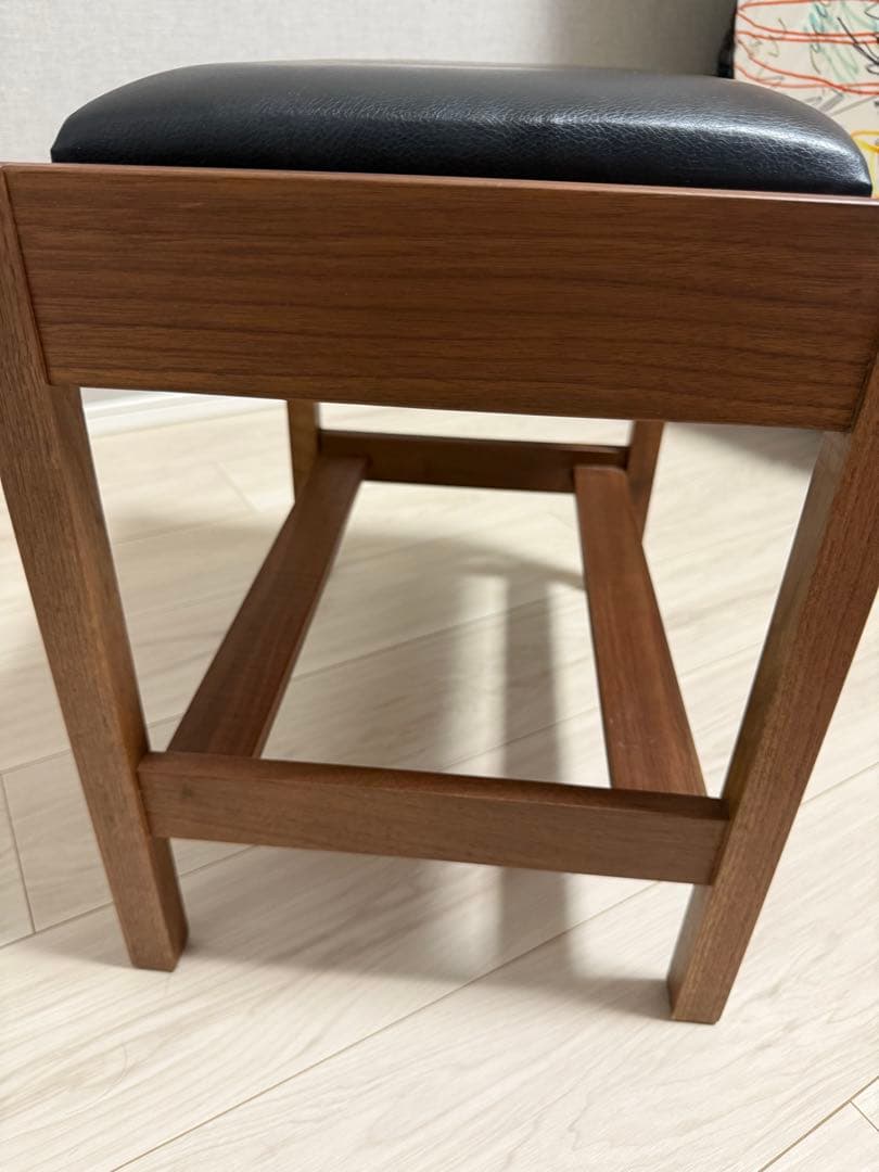 スツールとサイドテーブルの2WAY天然木ウォールナット ソフトレザー 日本製