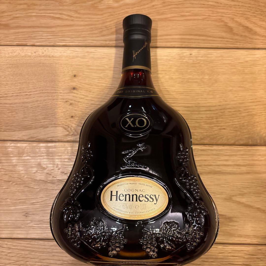 未開封 Hennessy クリアボトルXO 黒キャップ1L ギフトボックス入り