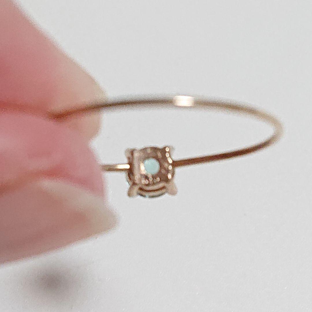 k10イエローゴールド ミントグリーンアパタイト リング 13号 10金 華奢