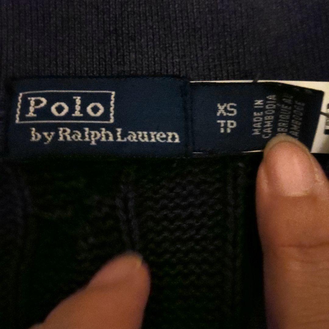 ラルフローレン　ケーブルニットポロシャツ　ネイビー　xs