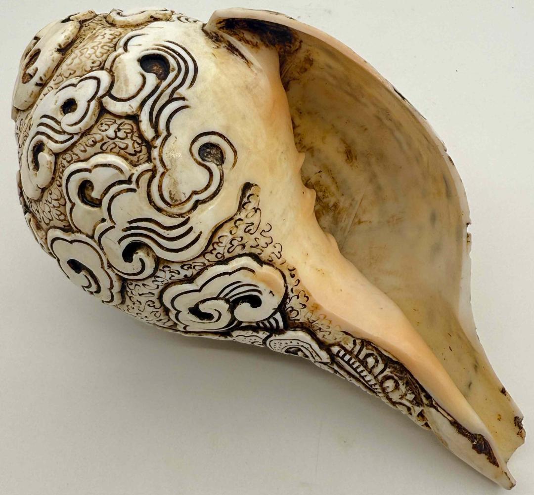 ◆チベット密教法具　法螺貝（シャンカ）白傘蓋仏頂（シタータパトロ）