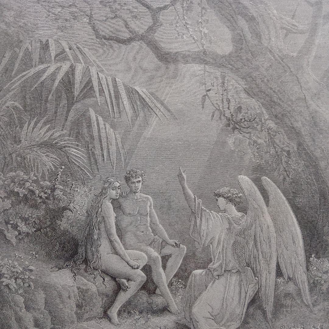 ギュスターヴ ドレ　木口木版『天使ラファエルとの会議』1800年代後半制作