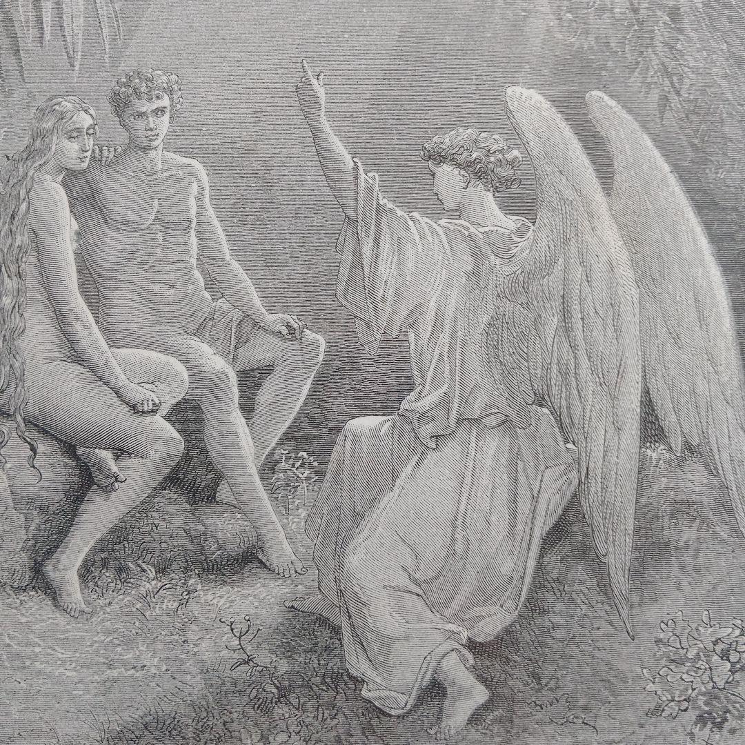 ギュスターヴ ドレ　木口木版『天使ラファエルとの会議』1800年代後半制作