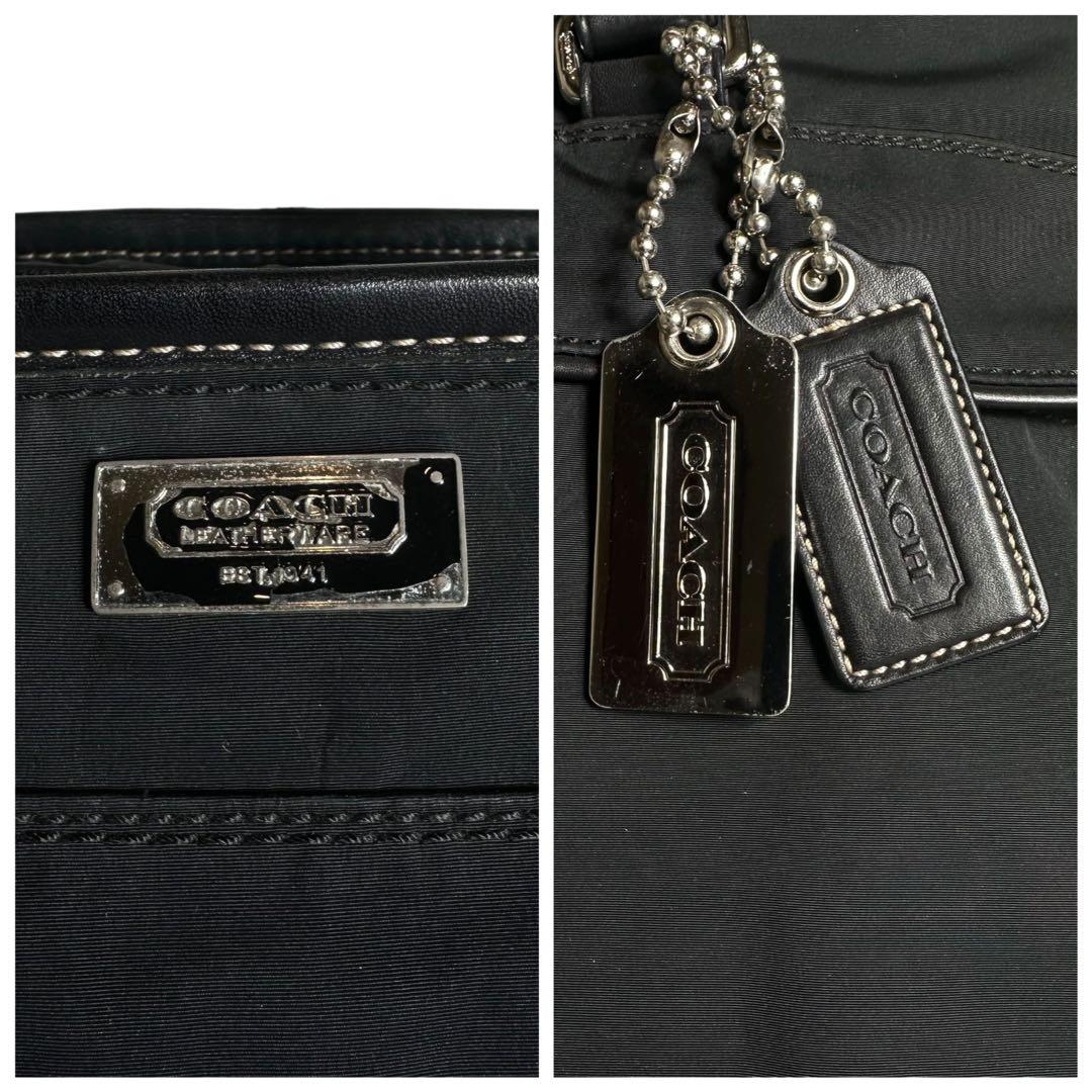 大容量　コーチ　2way ビジネスバッグ　ナイロン　レザー　ブラック